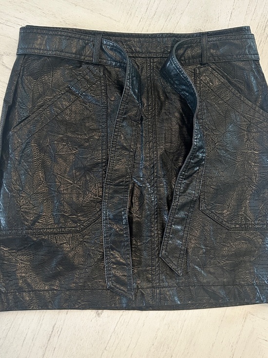 Shinestar Dresses & Skirts - Shinestar Black Faux Leather Mini Skirt with Tie Belt